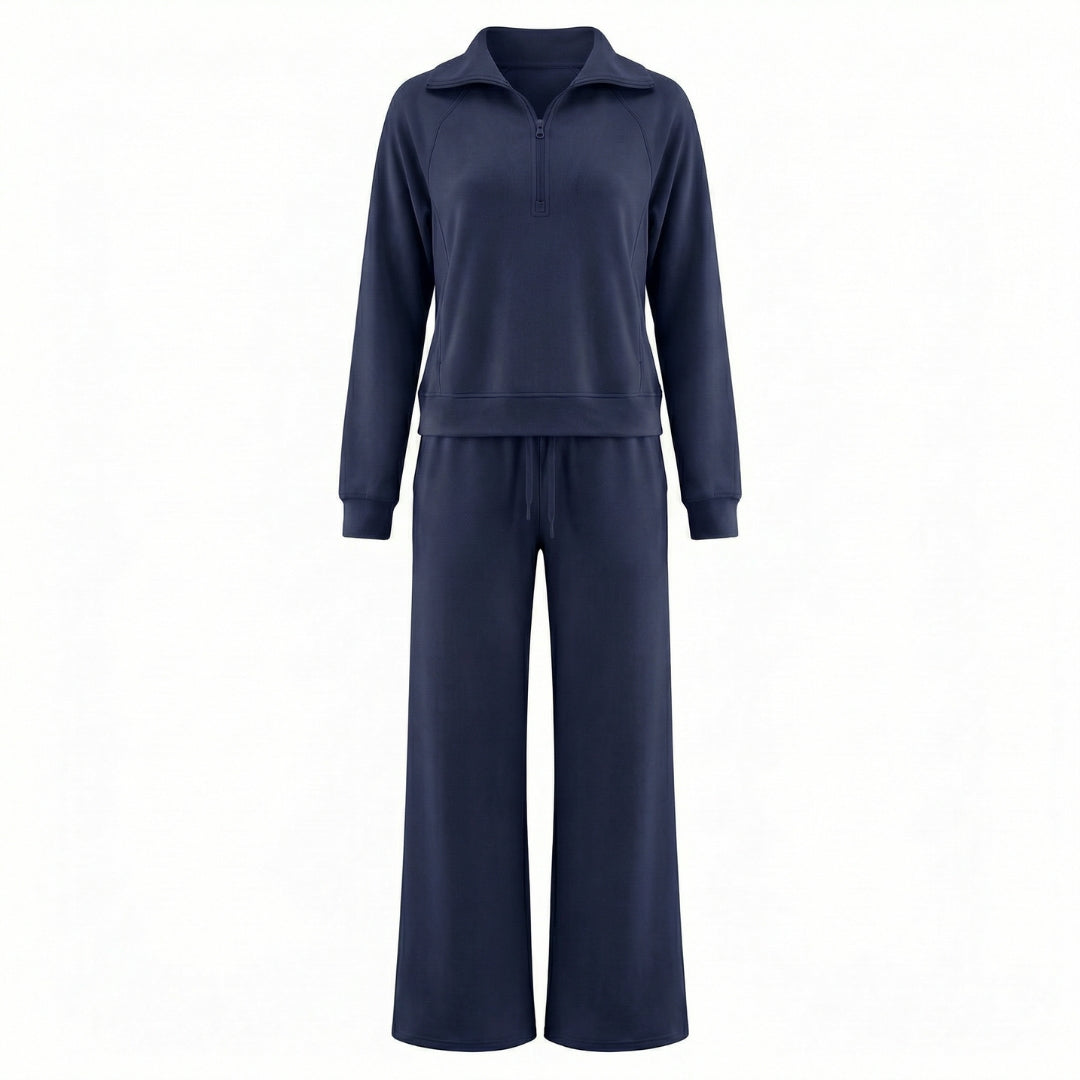 Camille | Women’s Half-Zip Sweatshirt and Wide-Leg Pants Set
