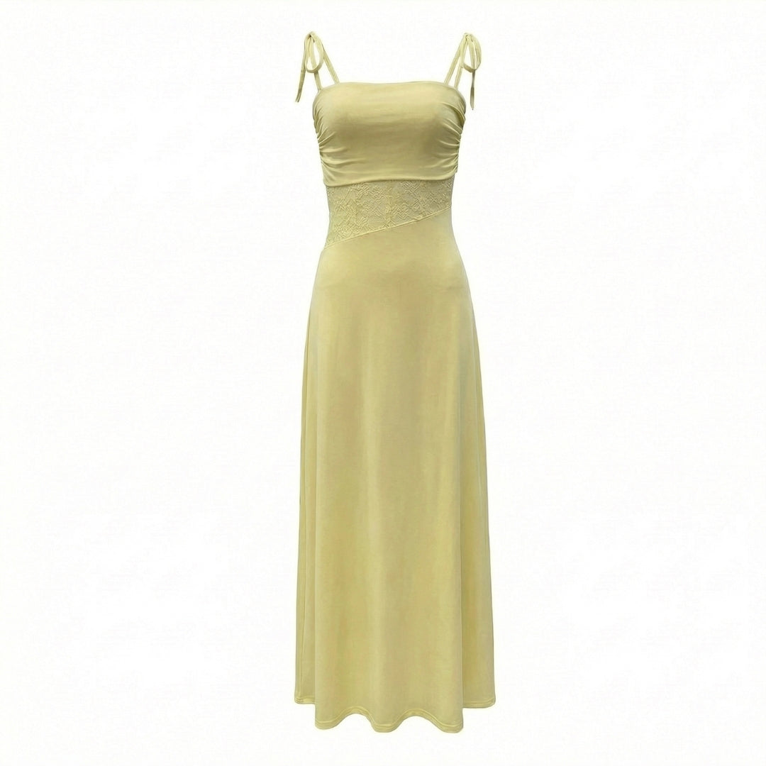 Élise | Women’s Lace Bodice Maxi Dress with Tie Straps