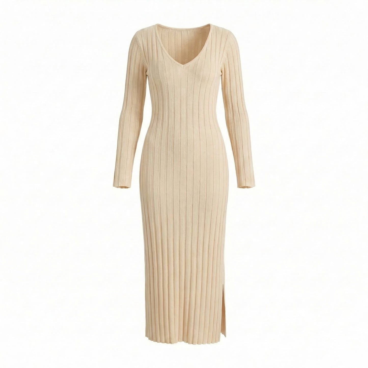 Garance | Women’s Ribbed Knit Long-Sleeve Maxi Dress with Tie-Back