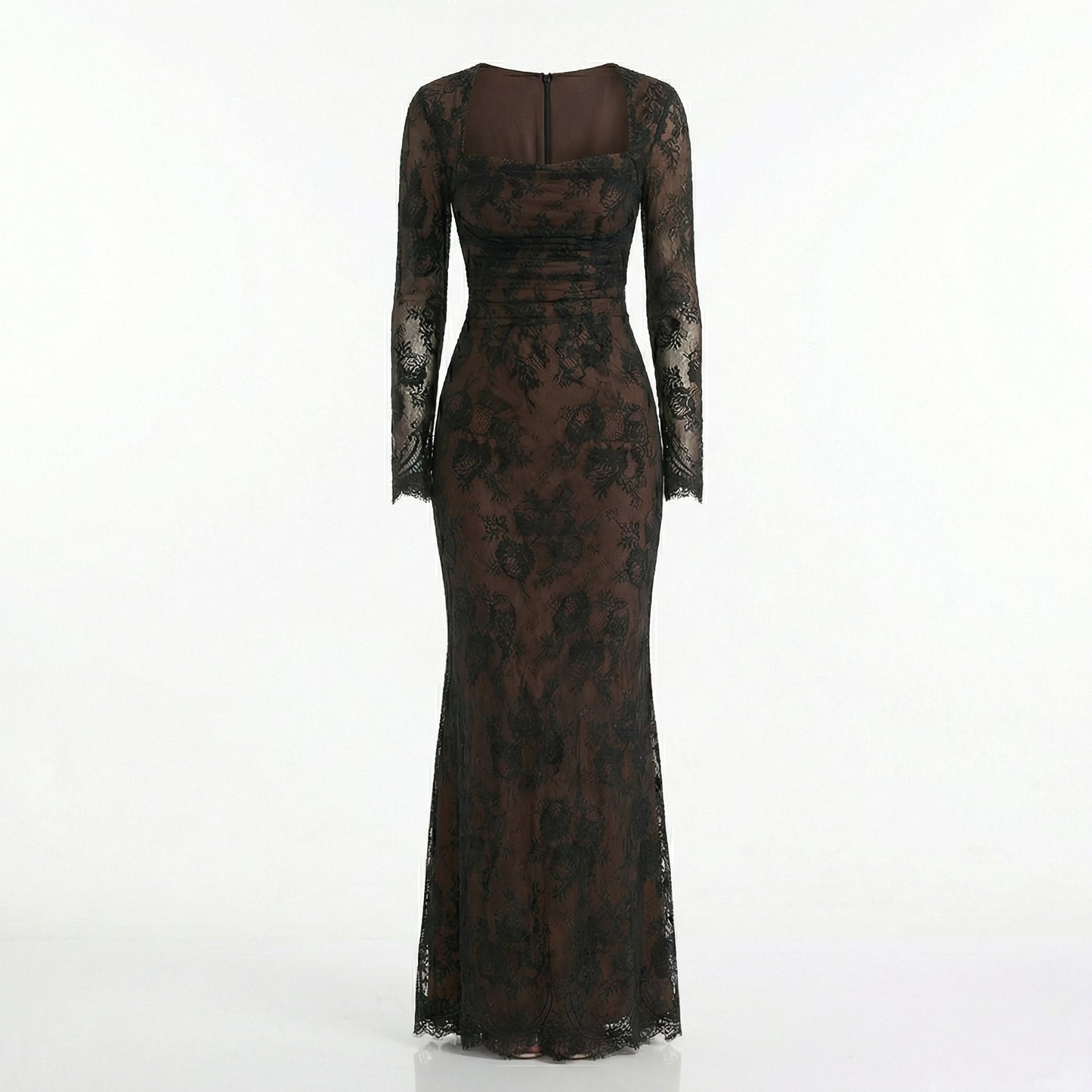 Rose | Women’s Lace Square-Neck Maxi Dress with Ruched Waist