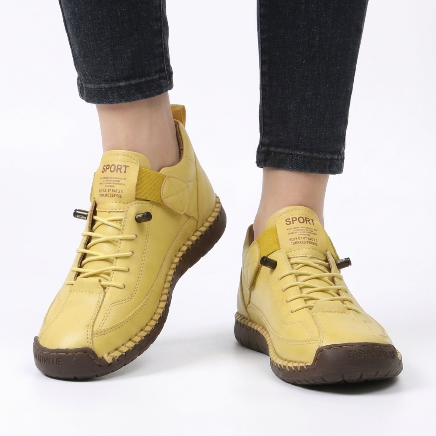 Stride Women's Casual Sneakers Hand-Stitched Flat, Lace-Up