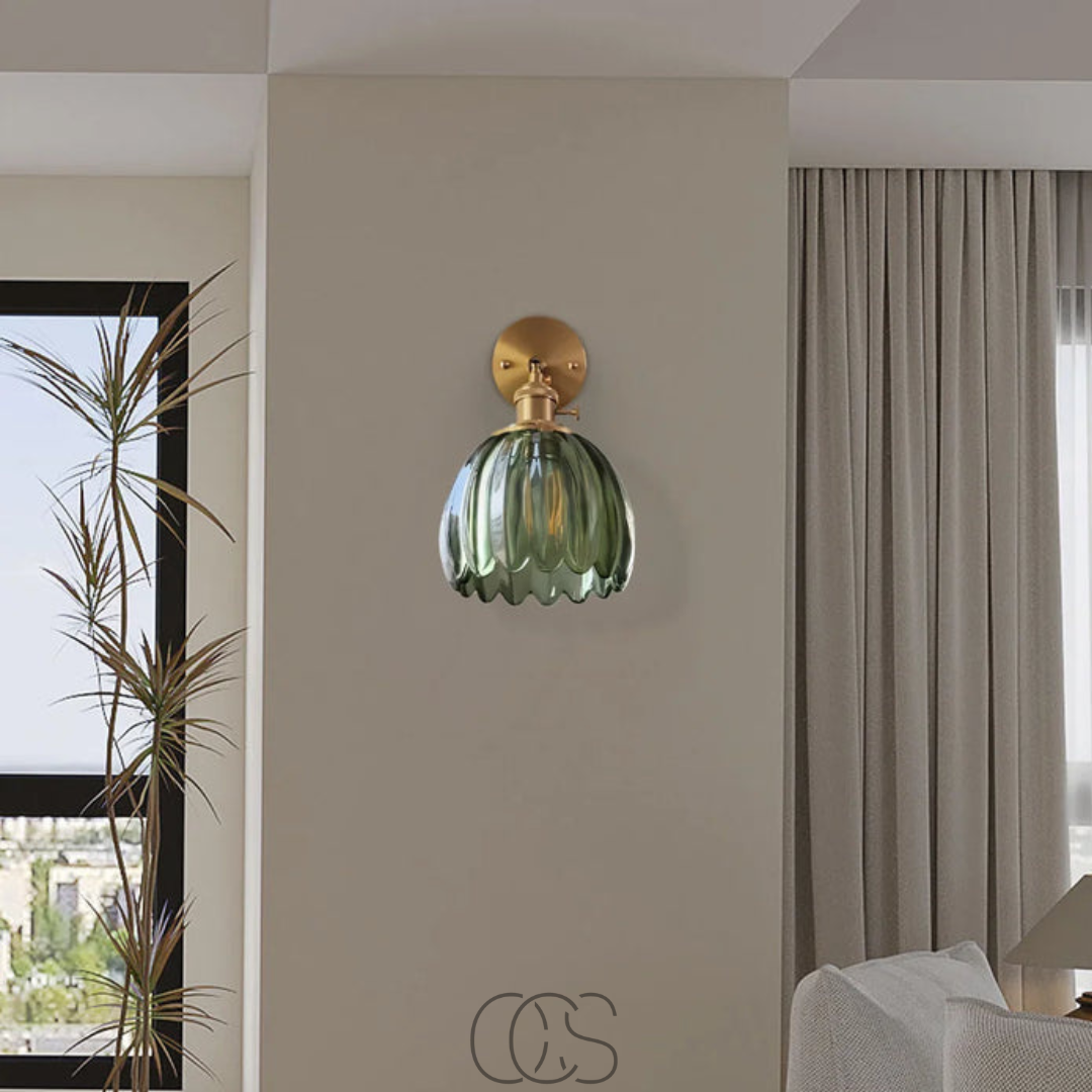 Fluted Glass Brass Wall Sconce