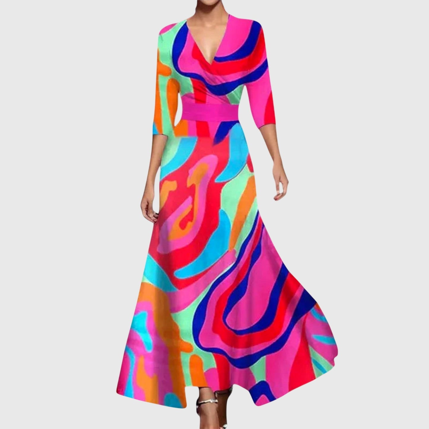 Marine Floral-Print Wrap Maxi Dress