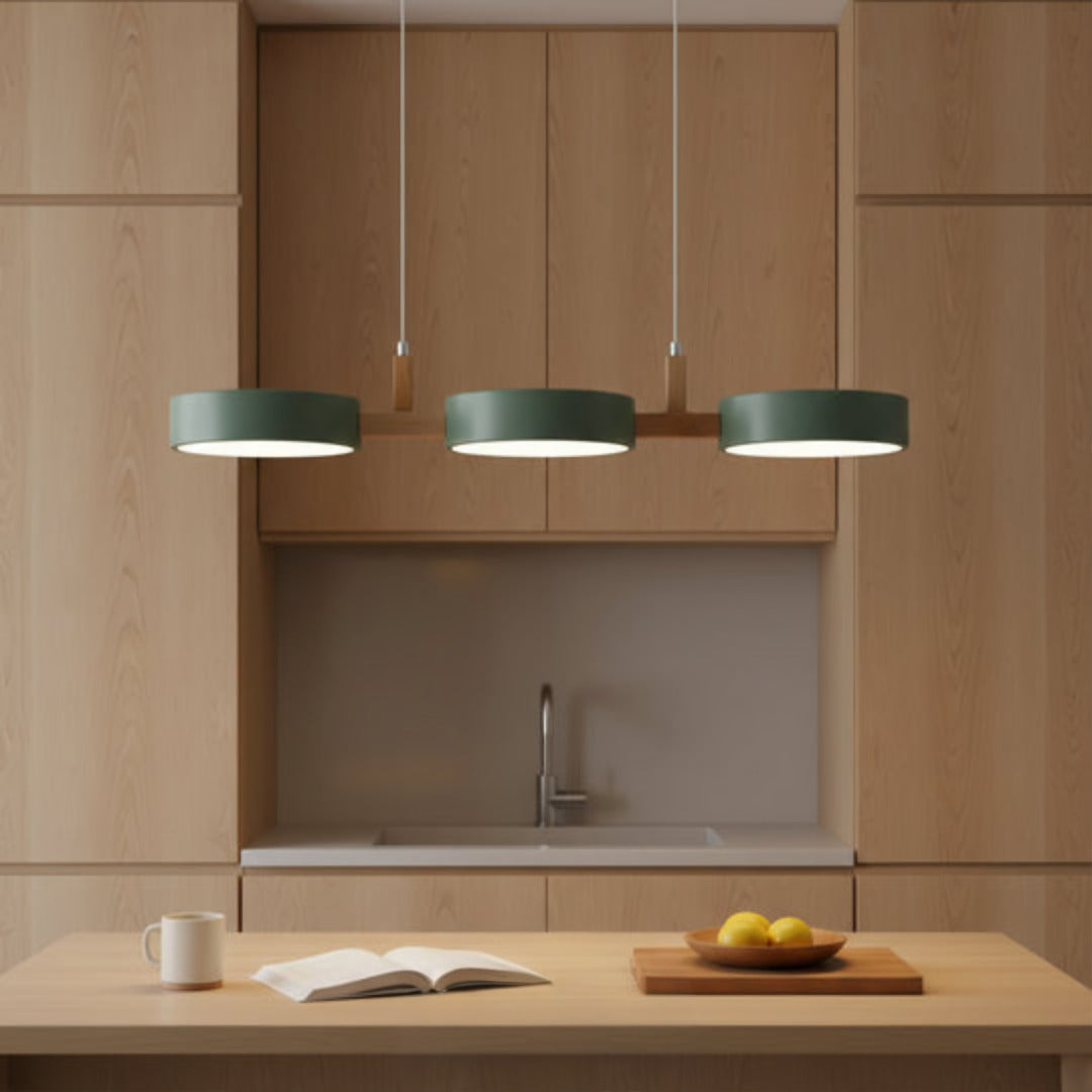 Nordic Wood and Metal LED Pendant Light - Groen