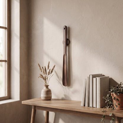 Wall-Mounted Long-Handle Wooden Shoehorn
