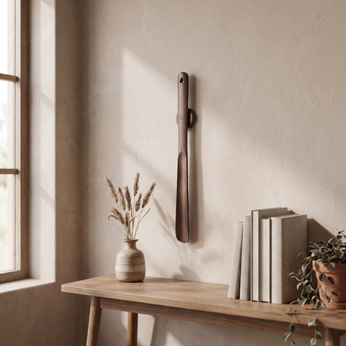 Wall-Mounted Long-Handle Wooden Shoehorn
