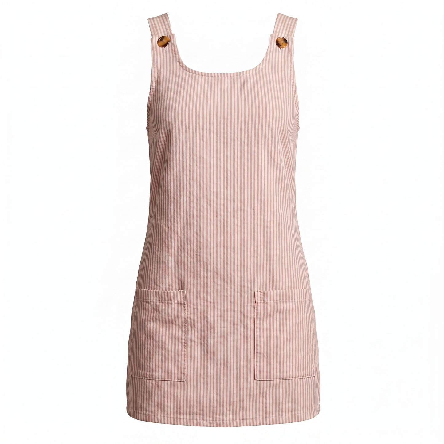 Pipa Women's Mini Dress Ribbed Stripe Button Strap, Scoop Neck