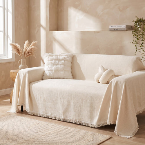Fringed Woven Sofa Cover Throw