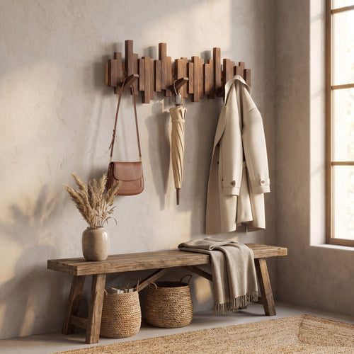 Wooden Skyline Wall-Mounted Coat Rack