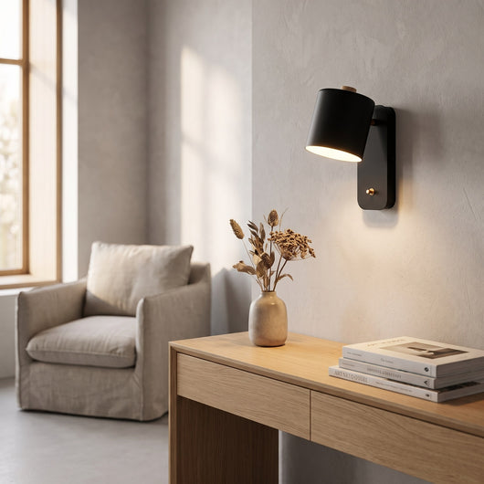 360° Rotatable Plug-In Wall Sconce - Black