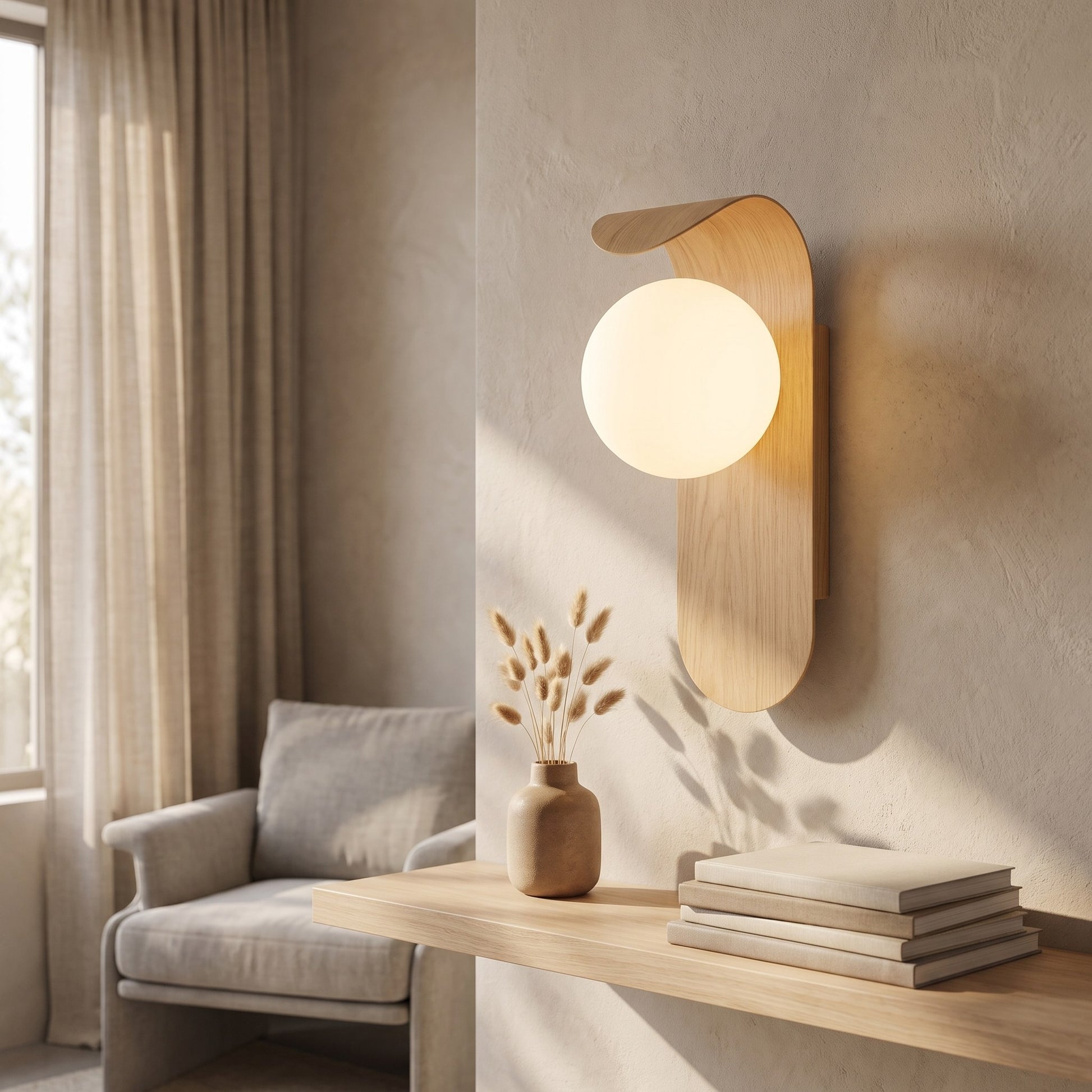 Scandinavian Wooden Globe Wall Sconce
