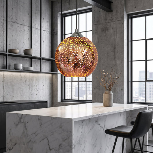 3D Fireworks Glass Pendant Light - Bronze / 5.91''