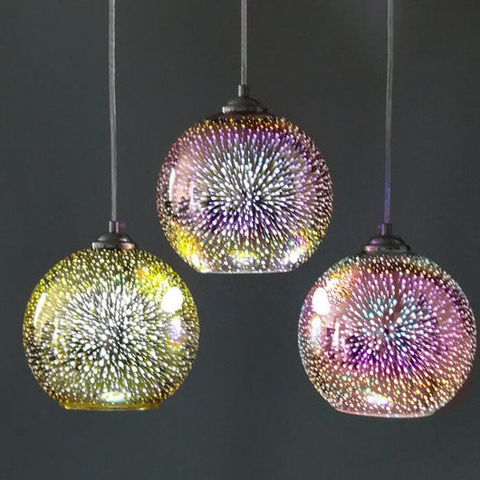 3D Fireworks Glass Pendant Light - Bronze / 5.91''