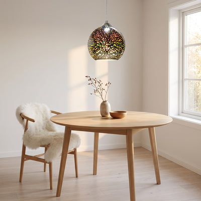 3D Fireworks Glass Pendant Light - Silver / 5.91''