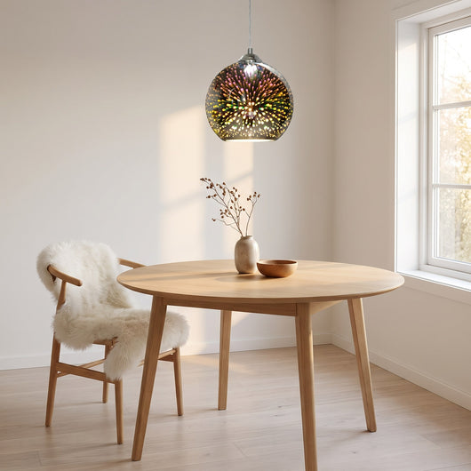 3D Fireworks Glass Pendant Light - Silver / 5.91''