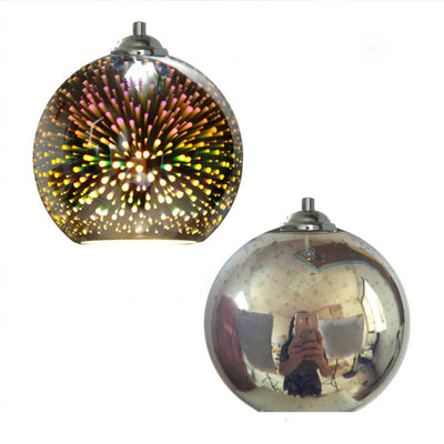3D Fireworks Glass Pendant Light - Silver / 5.91''
