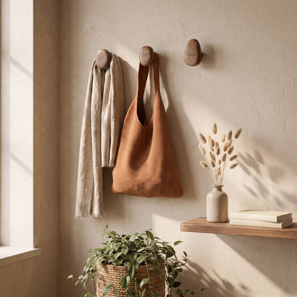 Pebble-Shaped Wooden Wall Hooks