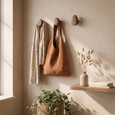 Pebble-Shaped Wooden Wall Hooks