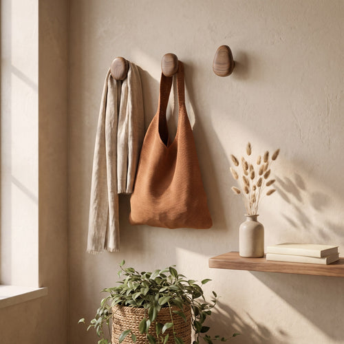 Pebble-Shaped Wooden Wall Hooks