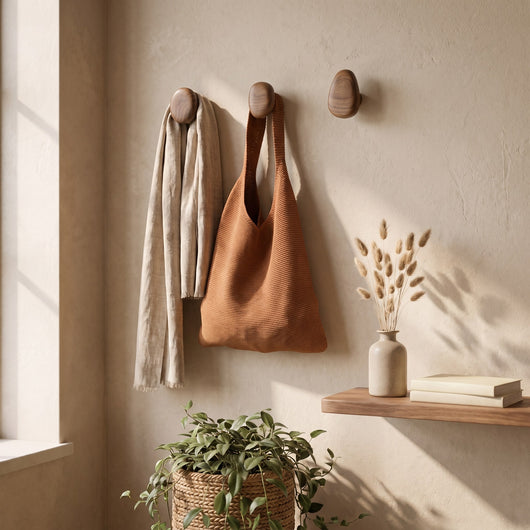Pebble-Shaped Wooden Wall Hooks