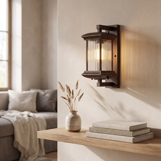 Fluted Glass Outdoor Wall Lantern