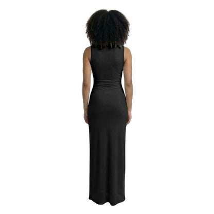 Adélaïde | Women’s Ruched Mock-Neck Maxi Dress with Tie Waist