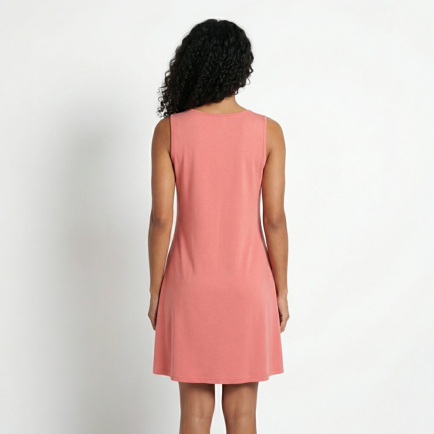 Alma Women's Pleated Mini Swing Dress, Sleeveless A-Line Round Neck