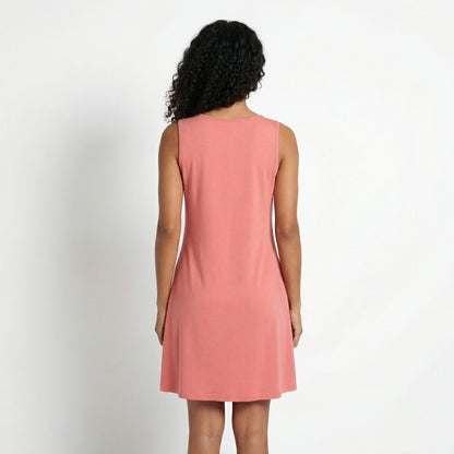 Alma Women's Pleated Mini Swing Dress, Sleeveless A-Line Round Neck