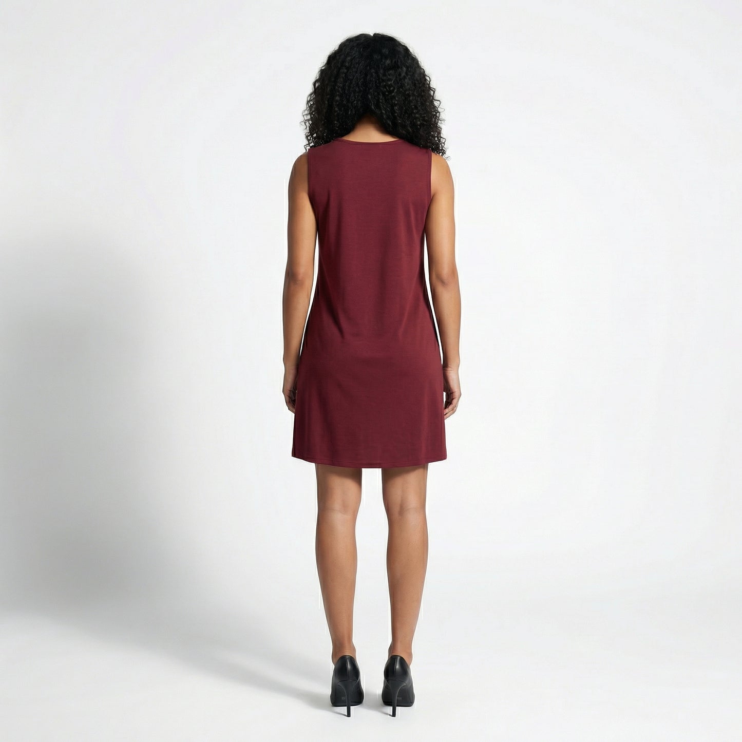 Alma Women's Pleated Mini Swing Dress, Sleeveless A-Line Round Neck