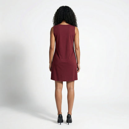 Alma Women's Pleated Mini Swing Dress, Sleeveless A-Line Round Neck