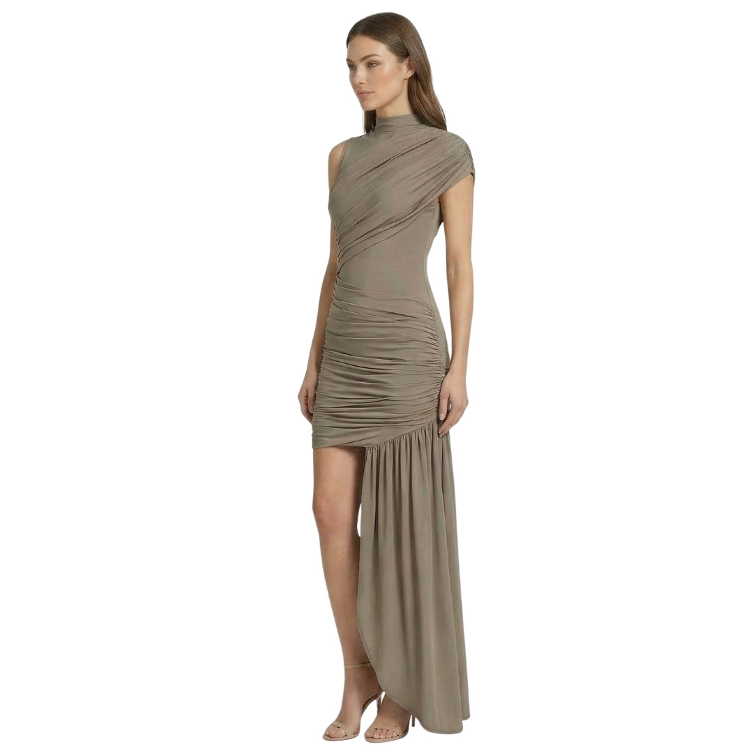 Amandine | Women’s Stretch One-Shoulder Ruched Maxi Dress with Drape