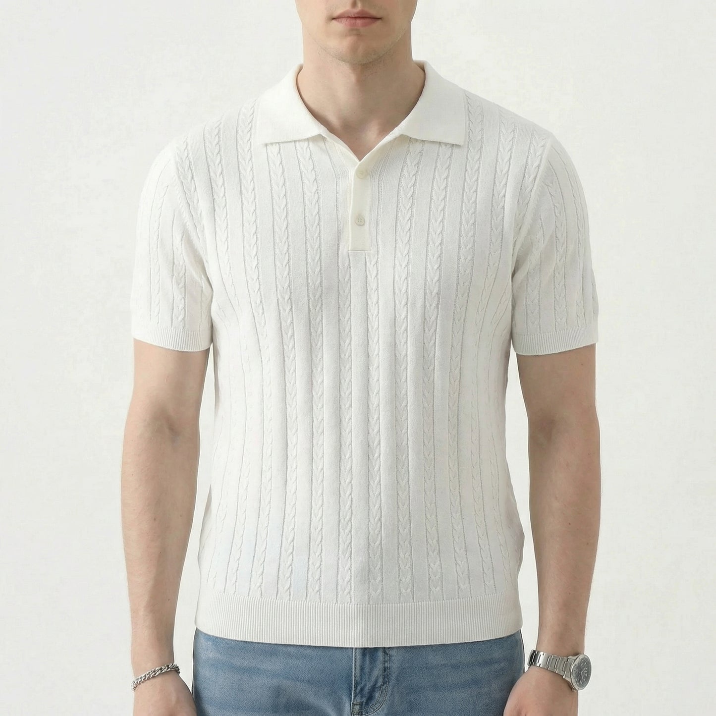 Armand | Textured Knit Short-Sleeve Polo