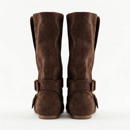 Aurélie Women’s Buckled Mid-Calf Flat Boots