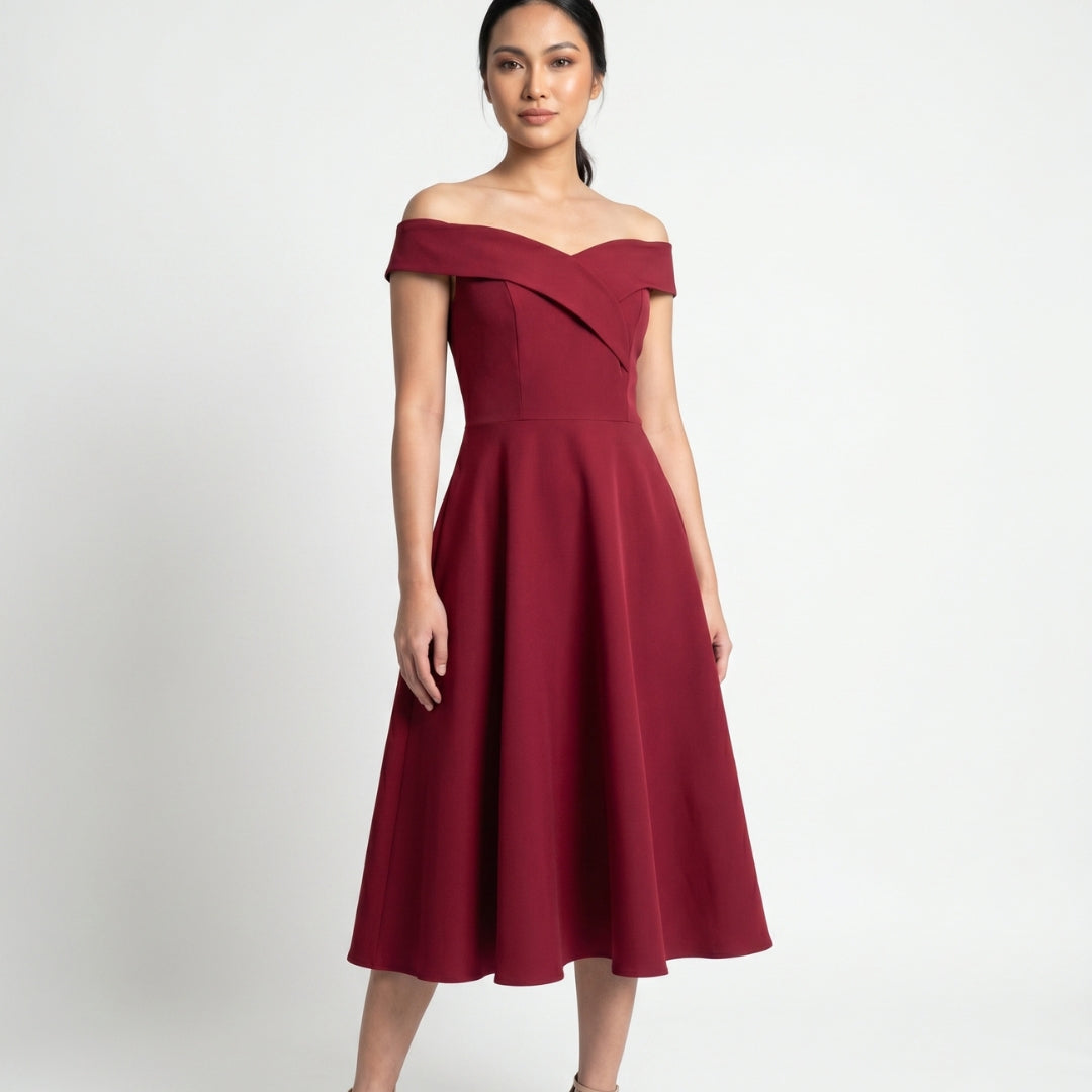 Aurélie Women’s Off-Shoulder A-Line Midi Dress