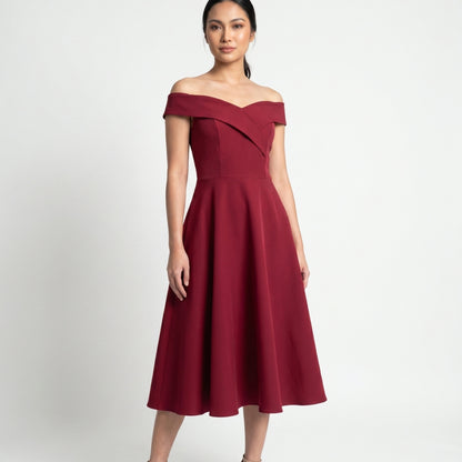 Aurélie Women’s Off-Shoulder A-Line Midi Dress