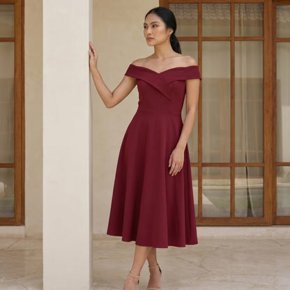 Aurélie Women’s Off-Shoulder A-Line Midi Dress