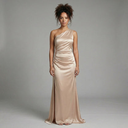 Aurélie | Women’s One-Shoulder Ruched Maxi Dress with Slit