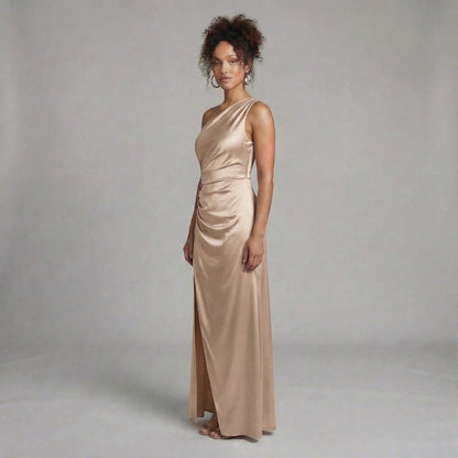 Aurélie | Women’s One-Shoulder Ruched Maxi Dress with Slit