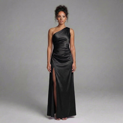 Aurélie | Women’s One-Shoulder Ruched Maxi Dress with Slit