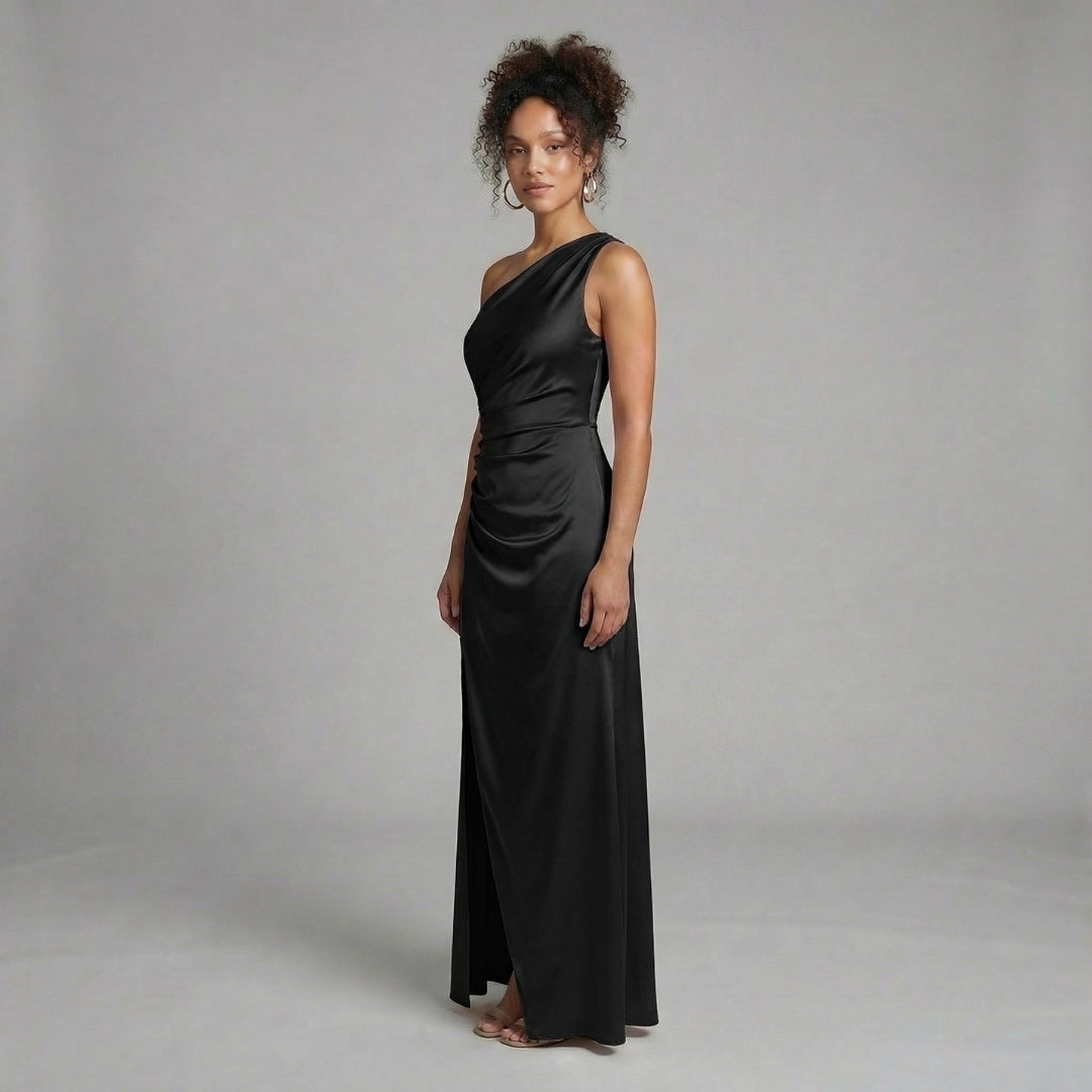 Aurélie | Women’s One-Shoulder Ruched Maxi Dress with Slit