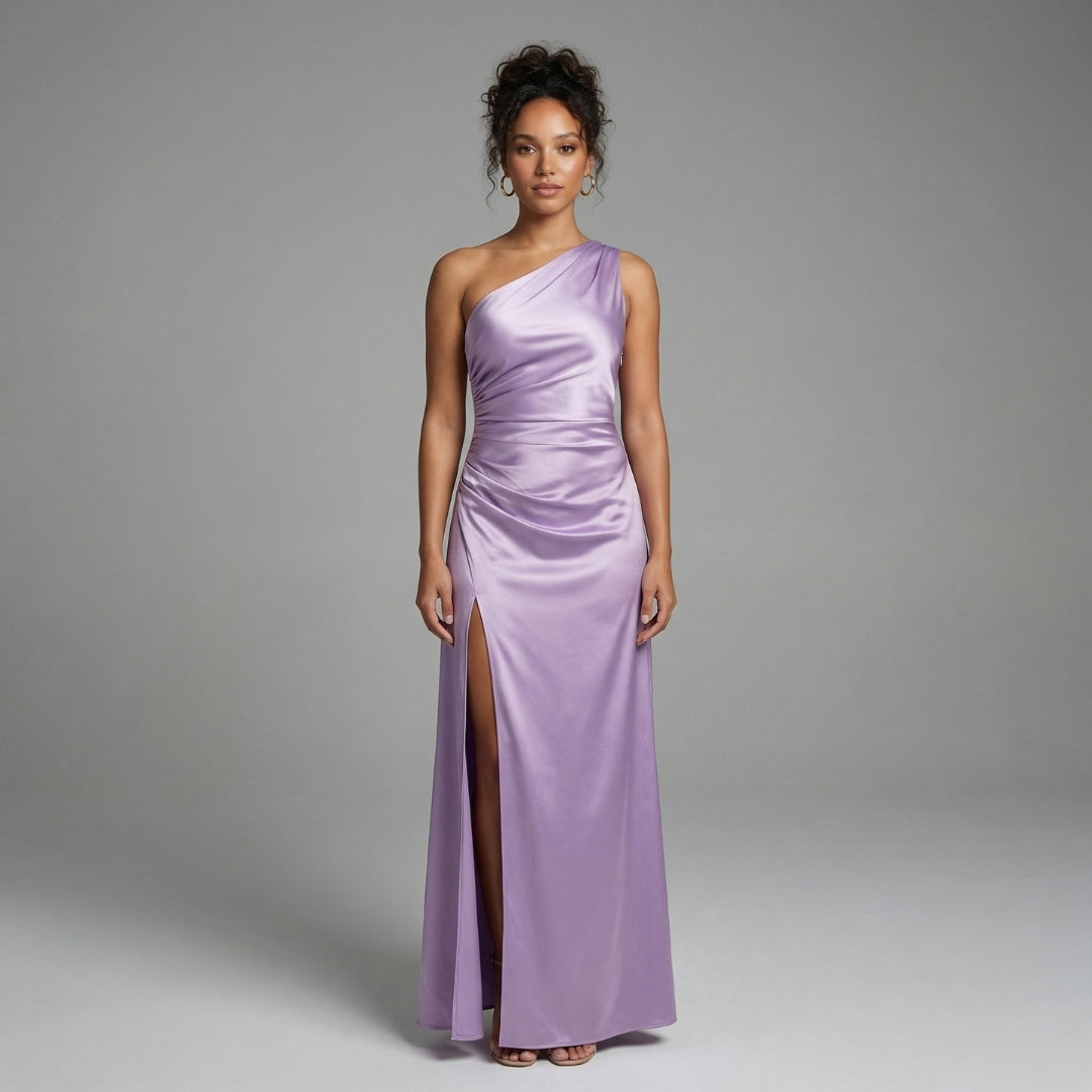 Aurélie | Women’s One-Shoulder Ruched Maxi Dress with Slit