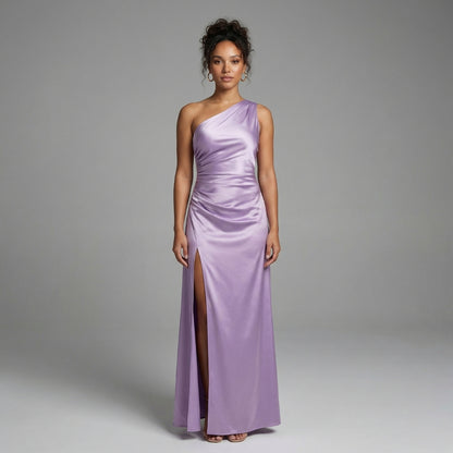 Aurélie | Women’s One-Shoulder Ruched Maxi Dress with Slit