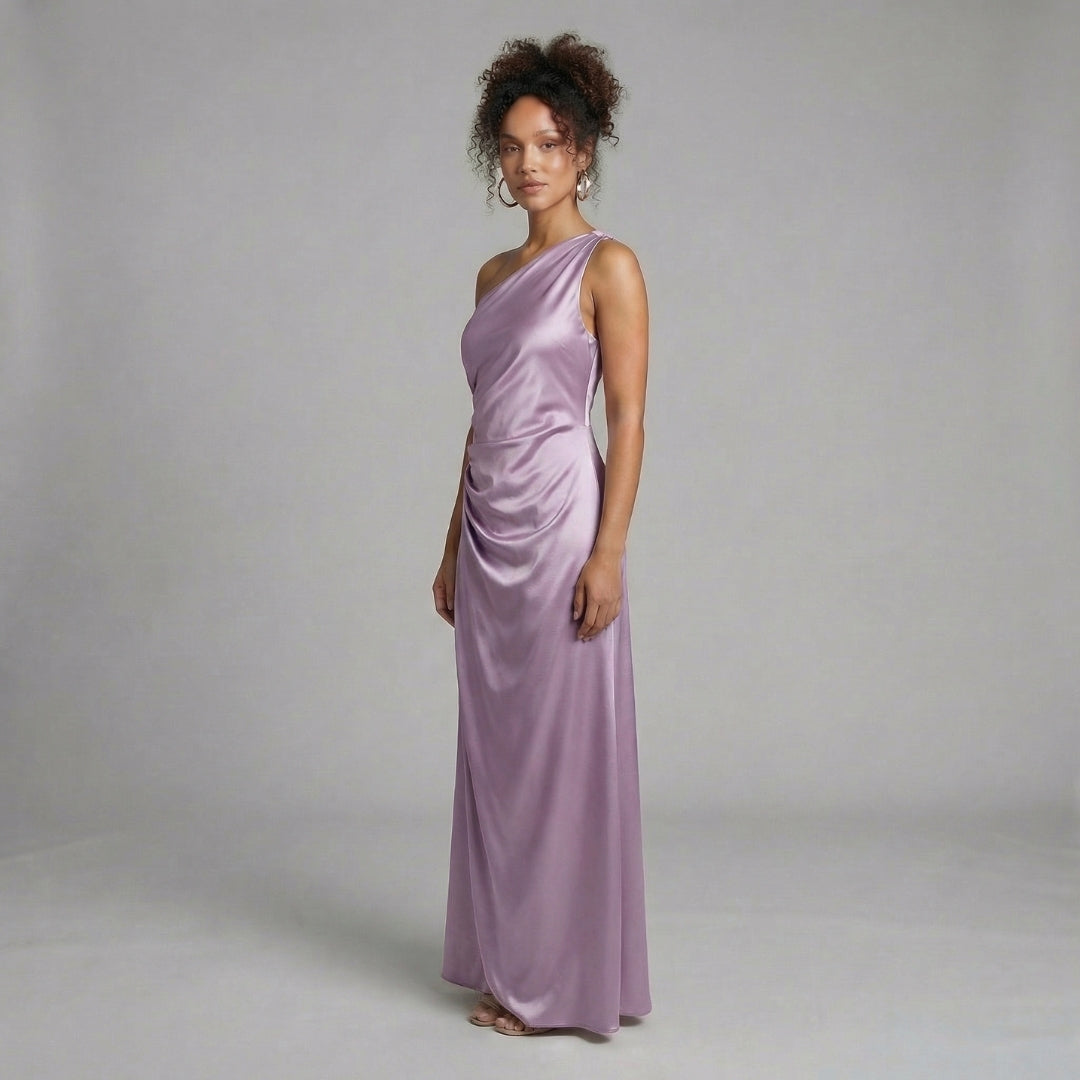 Aurélie | Women’s One-Shoulder Ruched Maxi Dress with Slit