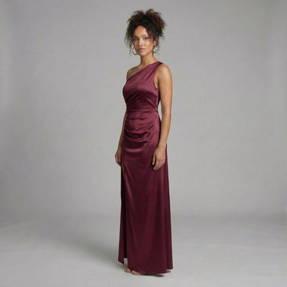 Aurélie | Women’s One-Shoulder Ruched Maxi Dress with Slit