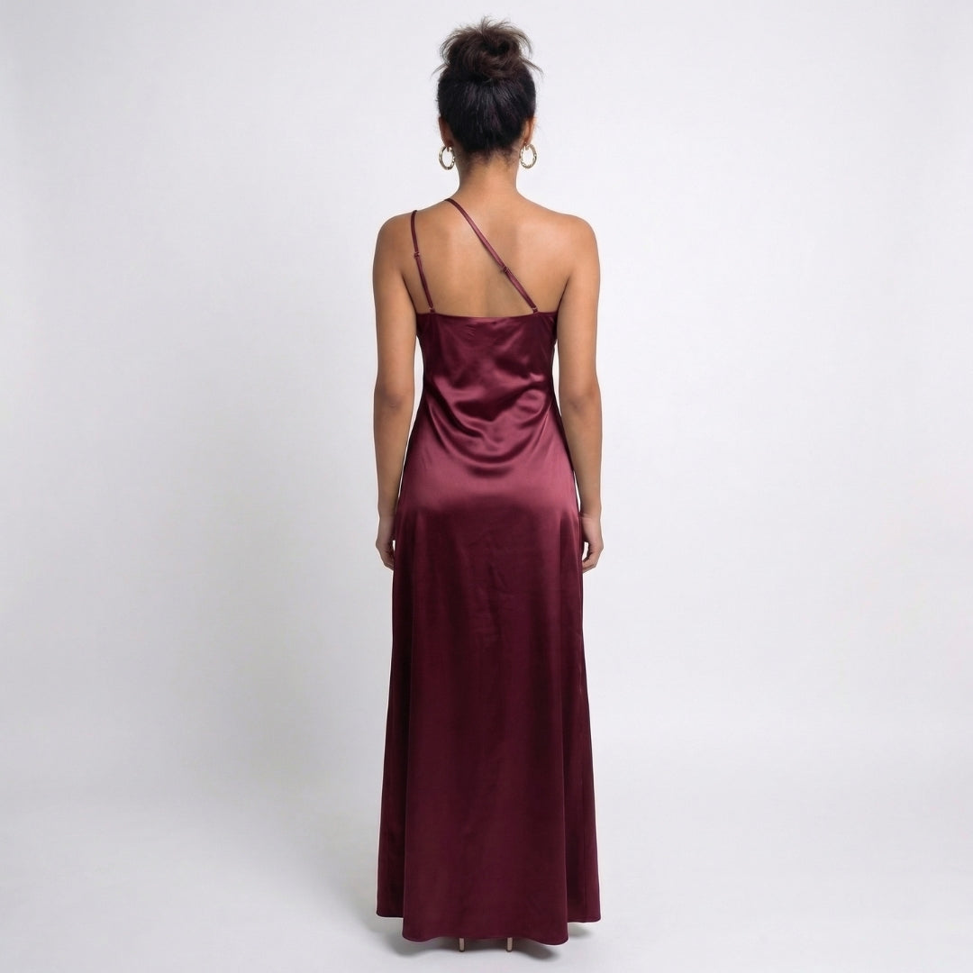 Aurélie | Women’s One-Shoulder Ruched Maxi Dress with Slit