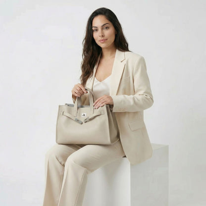 Béatrice | Women’s Leather Tote Bag Drawstring Buckle