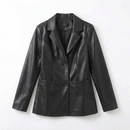 Bellatrix | Lambskin Leather Two-Button Blazer Jacket