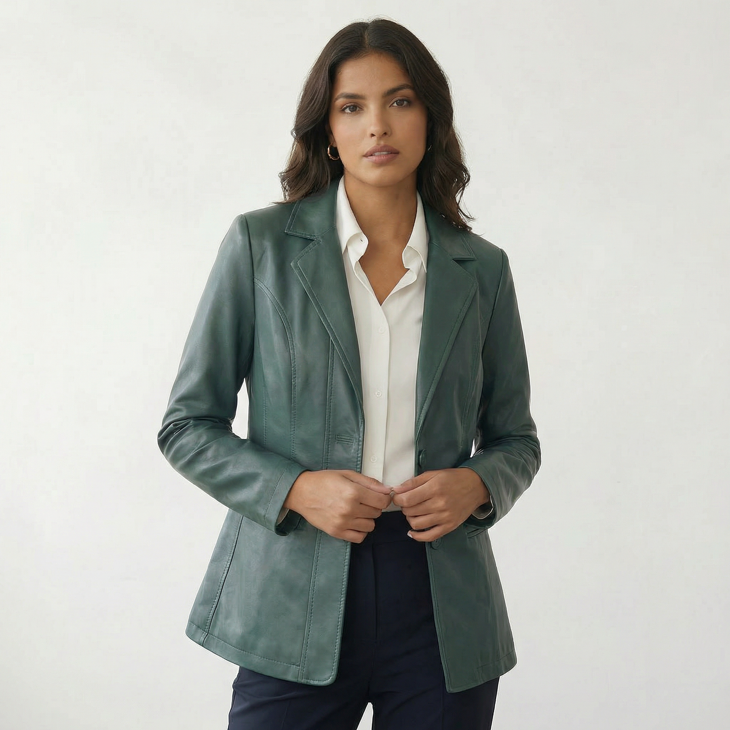 Bellatrix | Lambskin Leather Two-Button Blazer Jacket