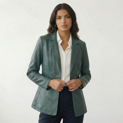 Bellatrix | Lambskin Leather Two-Button Blazer Jacket