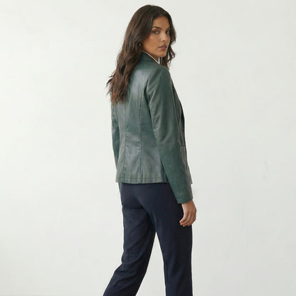 Bellatrix | Lambskin Leather Two-Button Blazer Jacket